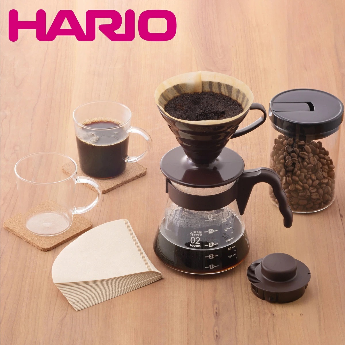 Set Bình Pha Cà Phê Drip Hario V60 Coffee server 02 Set