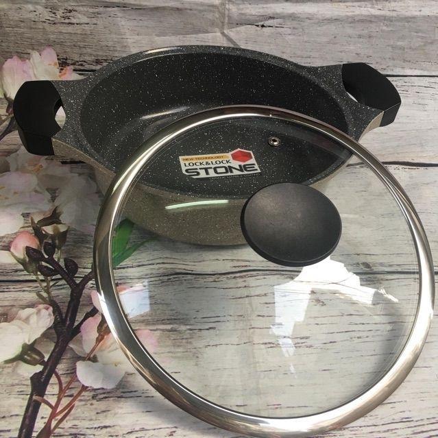 Nồi Đá Stone Cao Cấp 7 Lớp LocknLock 2 tay cầm 24cm thành thấp (hàng chính hãng)