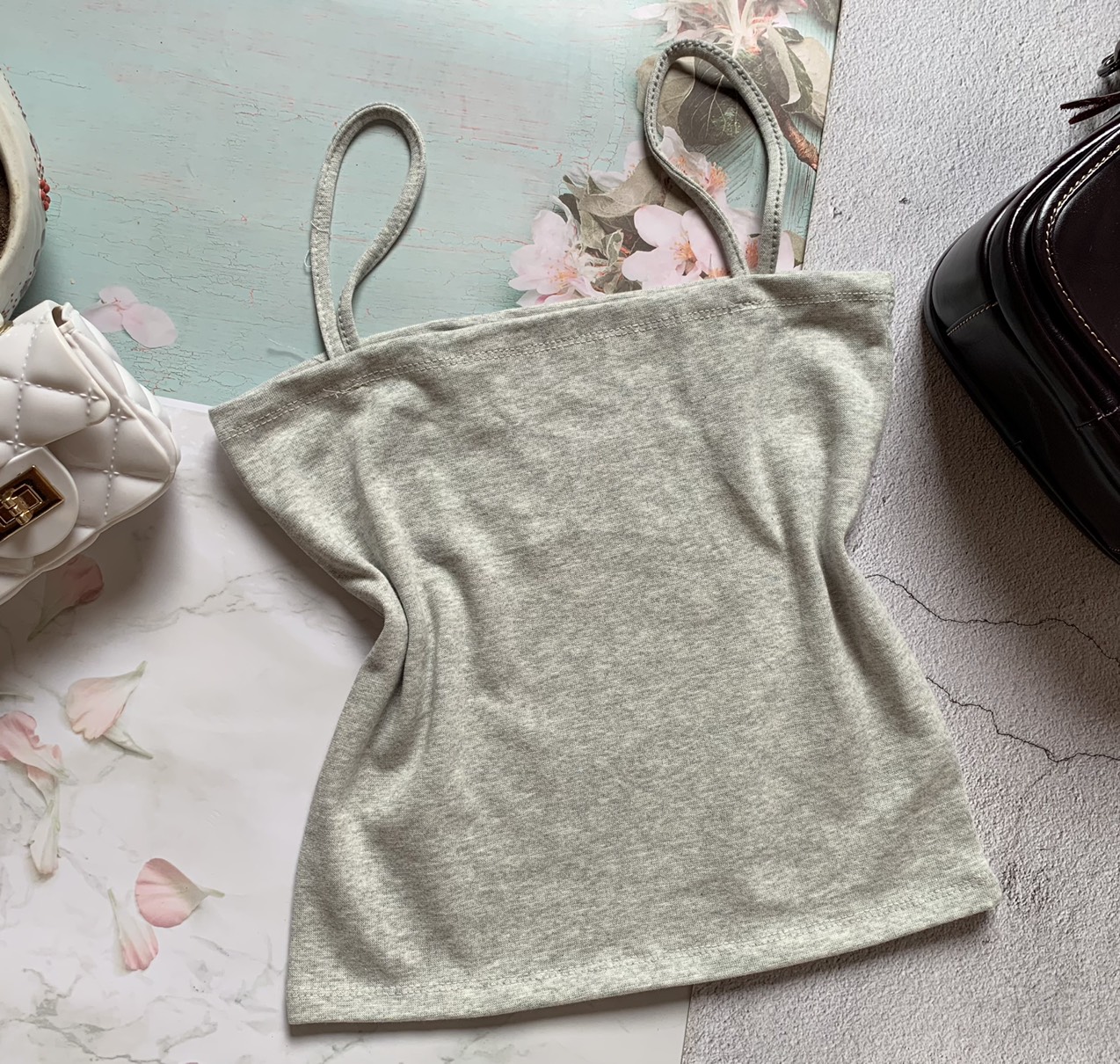 Áo Croptop 2 dây nữ, chất cotton mềm mịn co giản tốt kèm ảnh thật