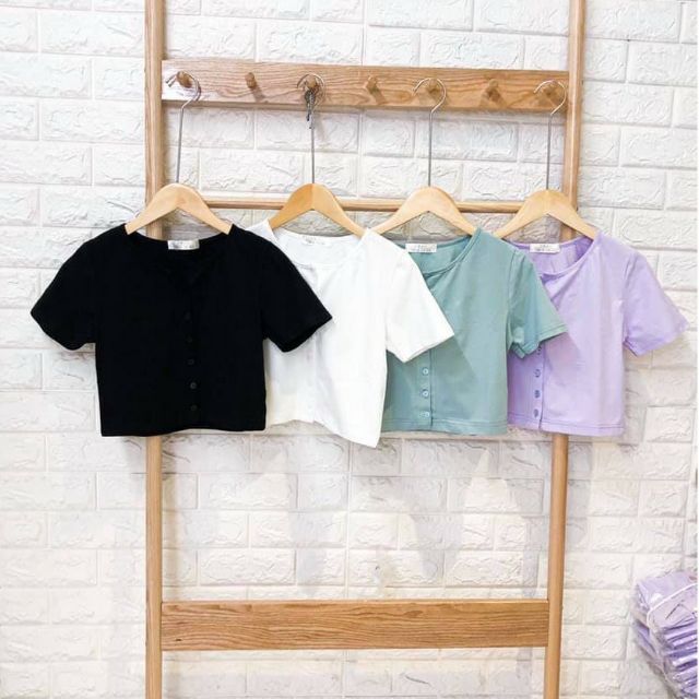 Áo croptop nút Thật Vải dày đẹp (Nút Gài) A3-G00