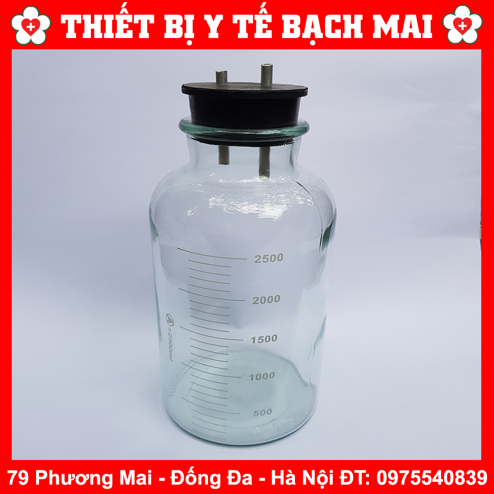 Bình Thủy Tinh 2500ml Đựng Dịch Cho Máy Hút Dịch 2 Bình