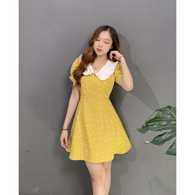 [3-5/8 Hoàn Tiền 25%]Đầm hoa bèo cổ