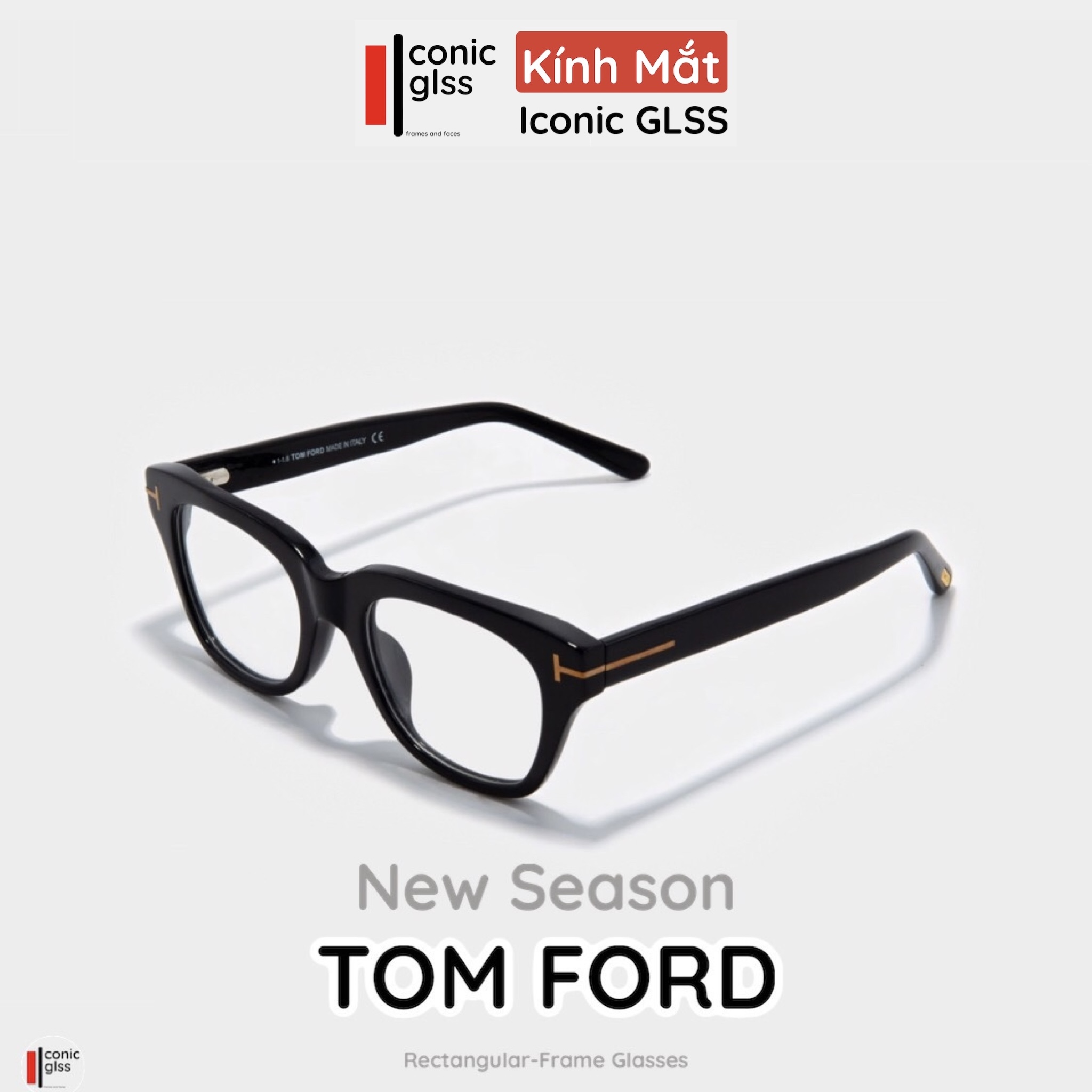 Gọng kính cận nam nữ TOM FORD IconicGLSS mắt vuông tròn chất liệu nhựa  acetate cao cấp lens giả cận chống tia uv400 