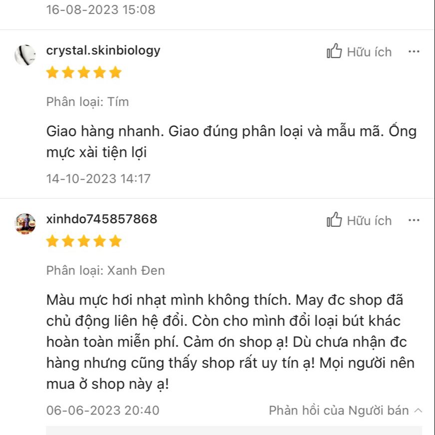 [MỰC KHÔNG TẨY XÓA] Mực Ống Sao Thiên SM01, Mực Ống Tiện Ích, Hộp 10 Ống