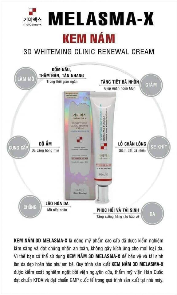 Kem tr.ị nám 3D Melasma - 3W Clinic hàn quốc