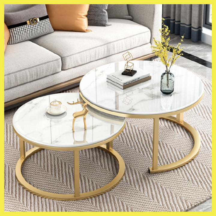 Bàn trà đôi cao cấp, bàn trà mặt vân đá đẹp, bàn sofa