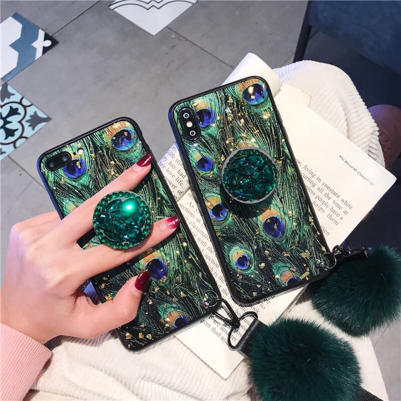 Ốp đá ngọc bích bông kèm Pop Iphone Xs Max