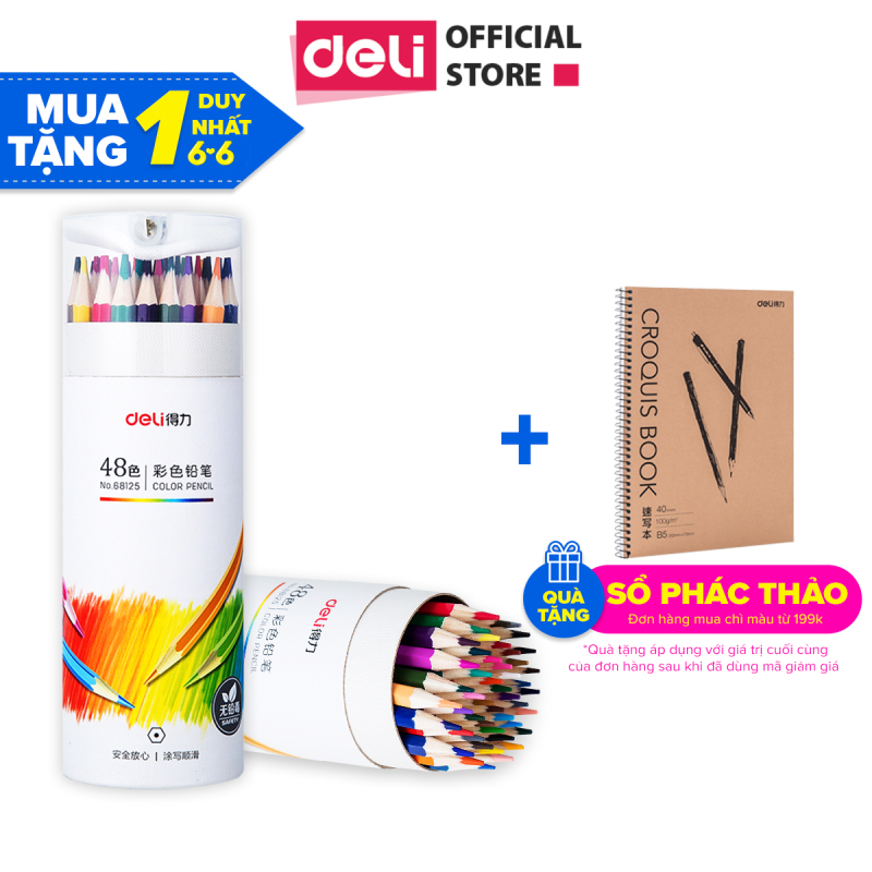 Mua Bút chì màu chuyên nghiệp dạng cốc Deli 24/36/48 màu - 68123/68124/68125