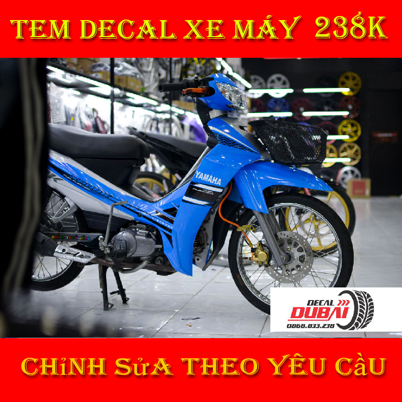 Tem Trùm Dán Xe Sirius Xanh Bạc Spark