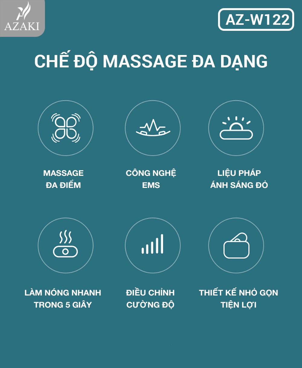 Máy Massage Lưng & Bụng Azaki W122