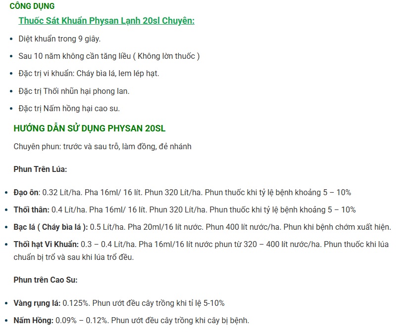 Physan sát khuẩn chai 100ml phân bón Bình Tiên