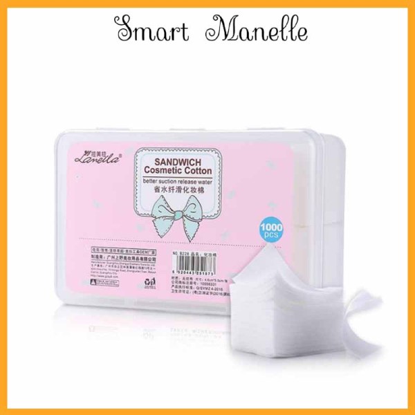 [HCM]Bông trang điểm Lameila tẩy trang 100% cotton mềm mại và mịn màng hộp 1000 miếng LBTT1