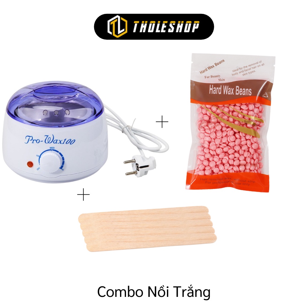 [Giá Sỉ] Combo Nồi Nấu Sáp Wax Lông Pro 100 + Sáp Wax Lông Cao Cáp + 5 Que Gạt Gỗ Lớn - Bộ Tẩy Lông