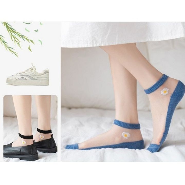 [HCM]Set 10 đôi vớ lưới thêu hoa cúc
