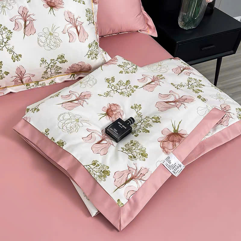 Bộ Set Đủ Bộ Chăn ga LỤA THÁI CHĂN HÈ, Phi Lụa, Cotton Lụa Hàng Nhập Khẩu 4 Món Siêu Đẹp Mát Lạnh - KiMi Decor