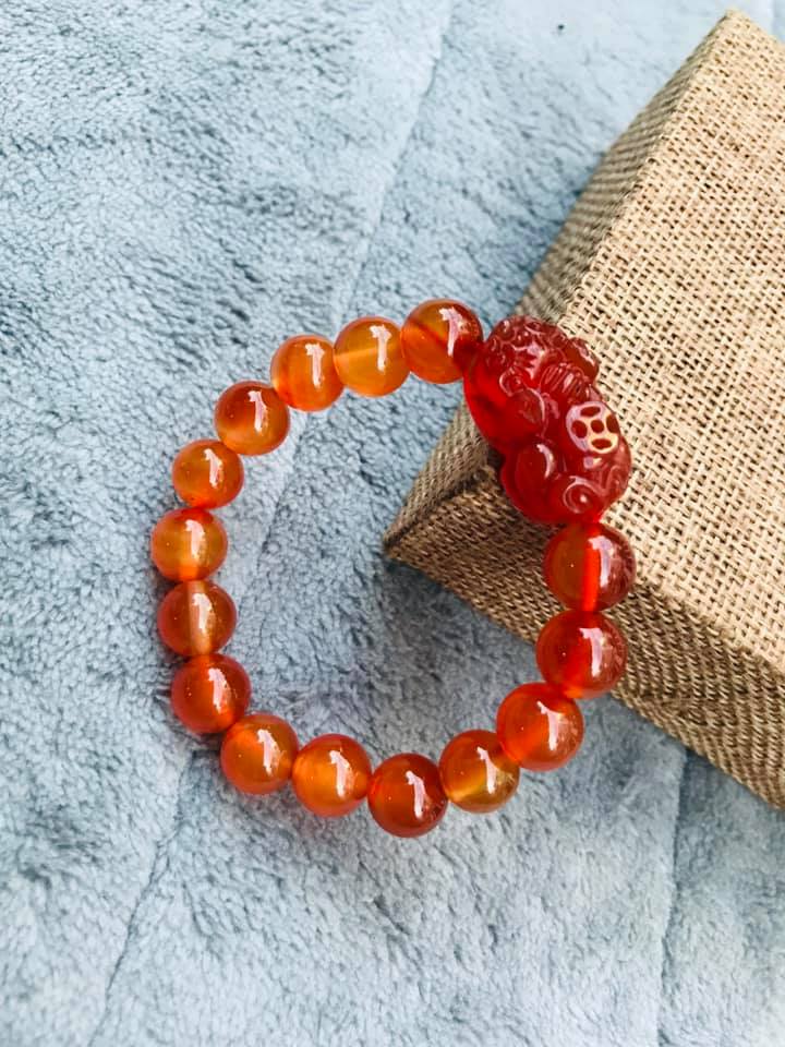 VÒNG TAY TỲ HƯU ĐÁ MÃ NÃO ĐỎ 10LY