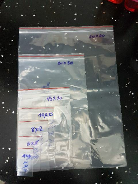 TÚI ZIPPER CHỈ ĐỎ NHIỀU SIZE LỰA CHỌN [100G]