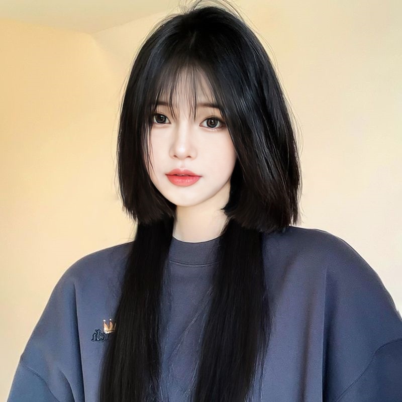 [TẶNG LƯỚI] Tóc giả nữ cả đầu thẳng dài mái hime - TG001