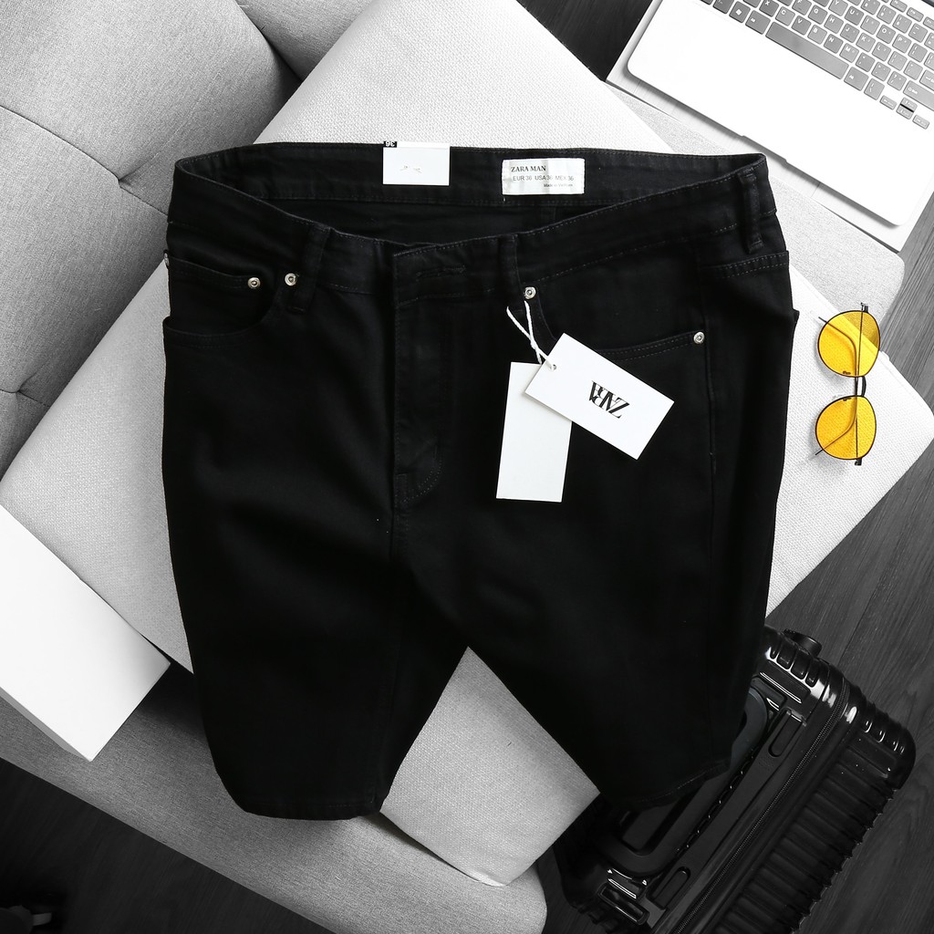 Quần short jean đen nam big size - đen trơn