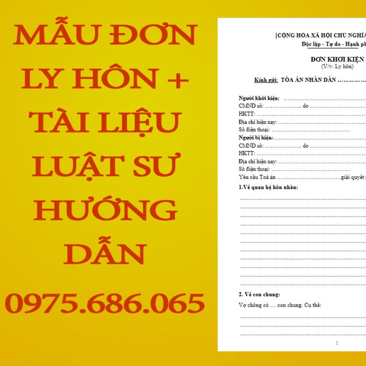 Combo Đơn ly hôn đơn phương (Thiếu giấy tờ Cmnd, Hộ khẩu bị đơn)