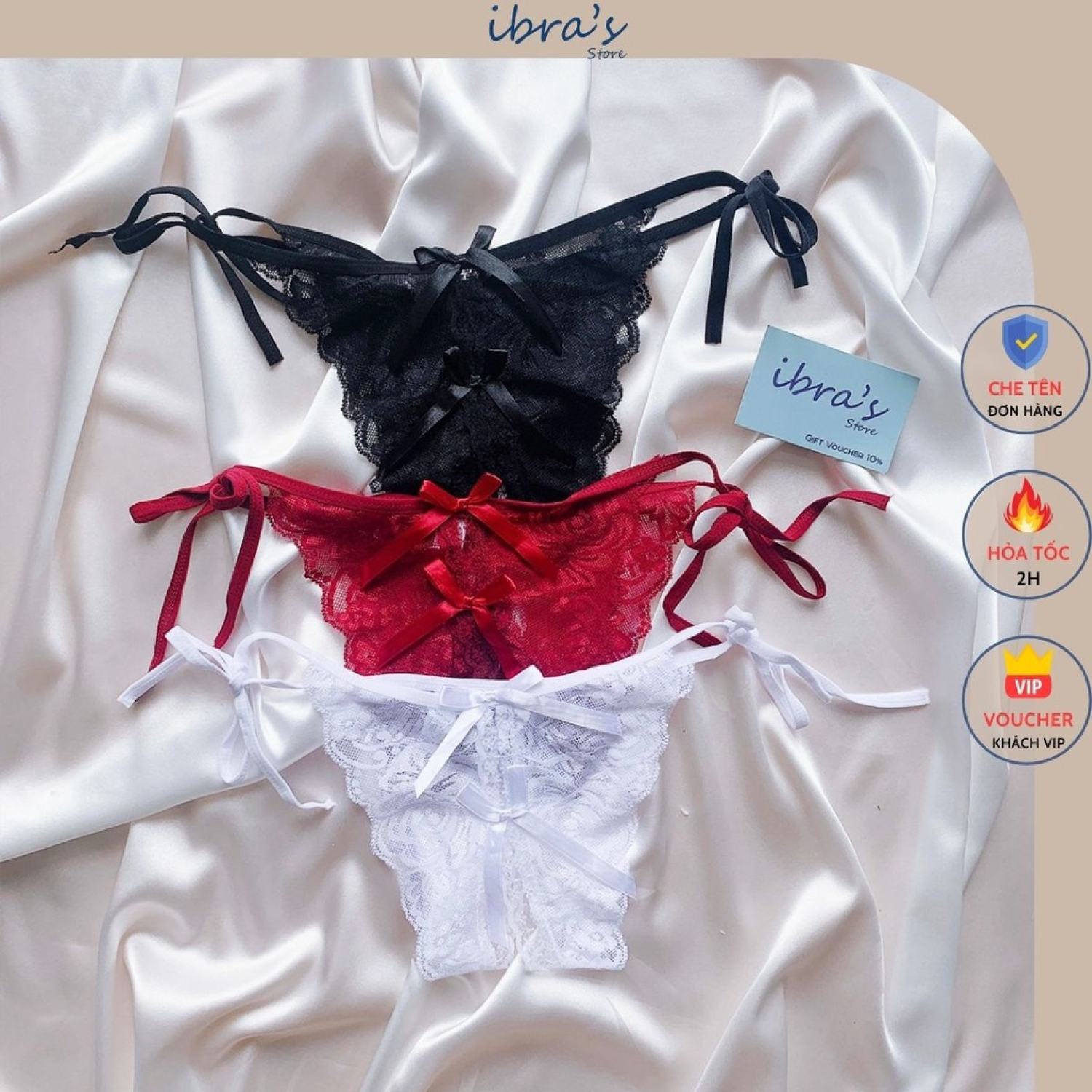 [Nhập mã LAZFASHION11 - giảm 15%, tối đa 40k/249k]-Quần Lót Ren Xẻ Đáy Cột Dây Sexy