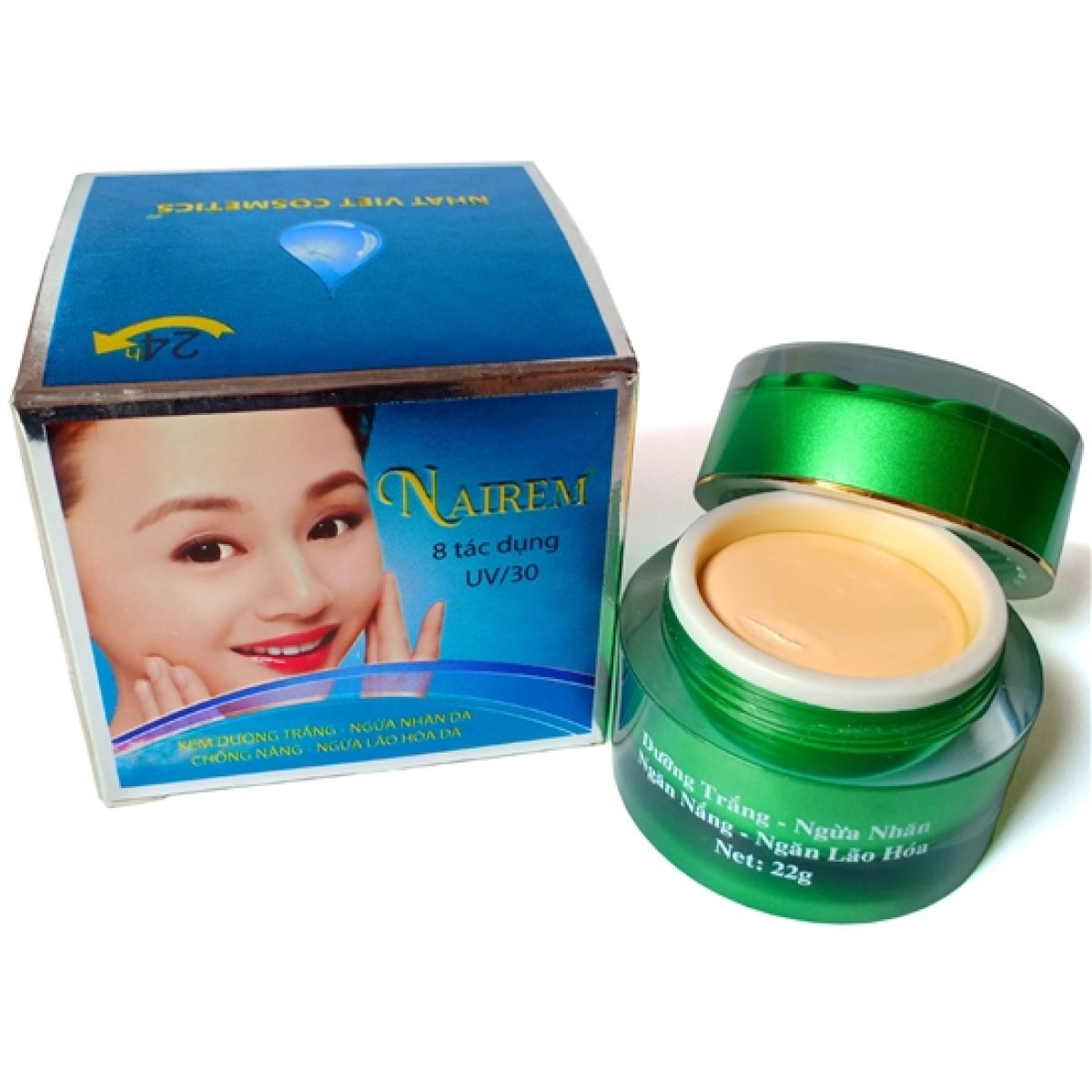 [HCM]Kem dưỡng trắng - Ngừa nhăn da - Chống nắng - Ngừa lão hóa da Nairem 22g (Xanh)