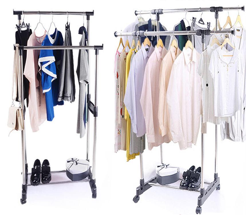 XẢ KHO CUỐI NĂM - KHUNG INOX 2 TẦNG PHƠI QUẦN ÁO, TREO TÚI XÁCH, PHƠI KHĂN MẶT, CÓ BÁNH XE DI ĐỘNG, THÍCH HỢP ĐỂ CẢ TRONG NHÀ, NGOÀI TRỜI, NGOÀI BAN CÔNG, GIÚP TIẾT KIỆM KHÔNG GIAN SỐNG
