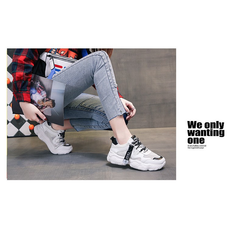 Giày thể thao nữ trắng ulzzang mẫu mới t.bao 2019 đế 5cm k04