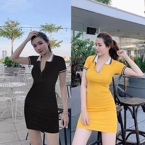 ĐầmVáy nữ đầm body- có cổ phối khóa kéo