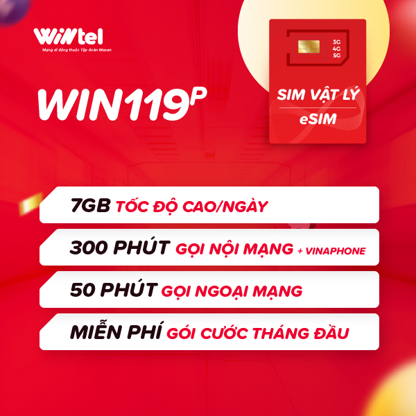 SIM CHƯA KÍCH HOẠT - SIM 4G Wintel Win119P - SIM Data Tốc Độ Cao