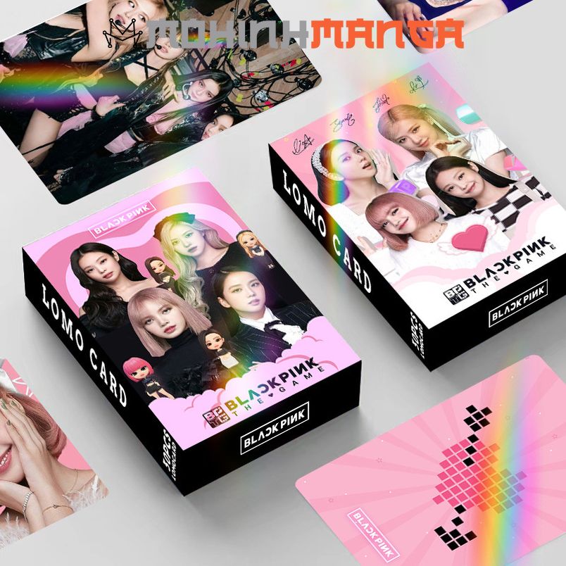Lomo card bo góc BP hologram hộp 50 thẻ in 2 mặt Lisa Jennie Jisoo Rose có hiệu ứng lấp lánh mẫu mới