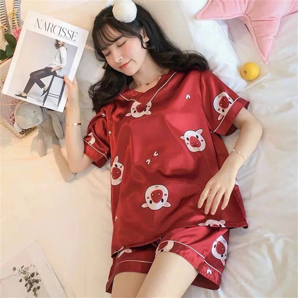 (1) [HCM] [Bigsize 3XL- 5XL] [Ảnh thật] [M-5XL] [Siêu rẻ] Bộ đồ ngủ/ mặc nhà lụa đùi cổ tim