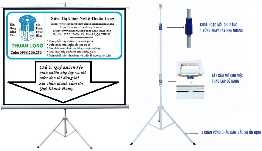 Màn chiếu 3 chân di động 1m25 (71inch) giá rẻ