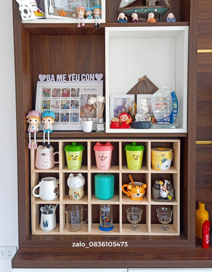 kệ để cốc bằng gỗ decor trang trí