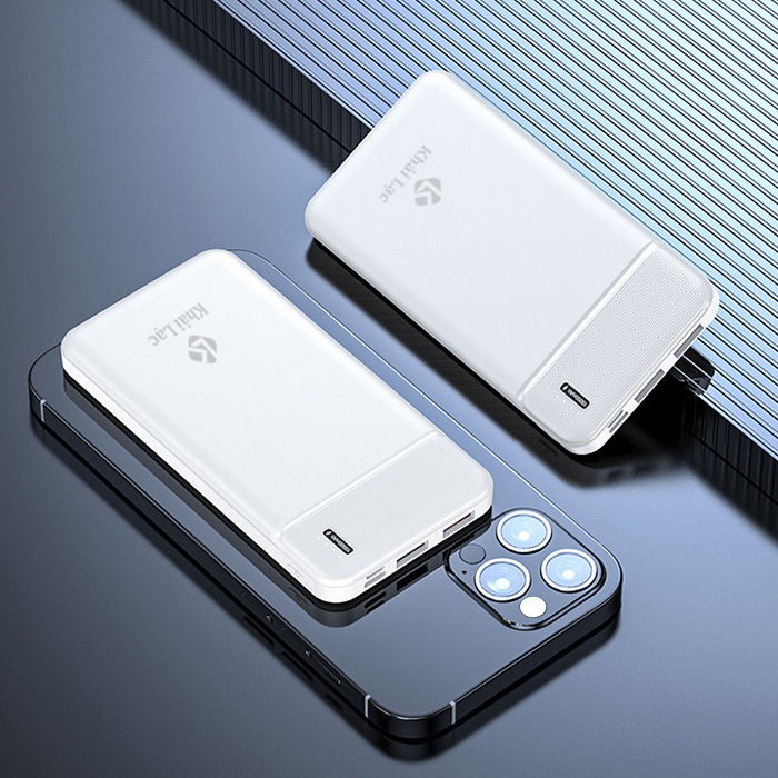 Sạc dự phòng 10000mAh dung lượng khủng, Sạc dự phòng 2 cổng USB sạc cùng lúc 2 thiết bị, Pin sạc dự phòng màu trắng 2 cổng vào Micro&Type-c và 2 cổng ra USB