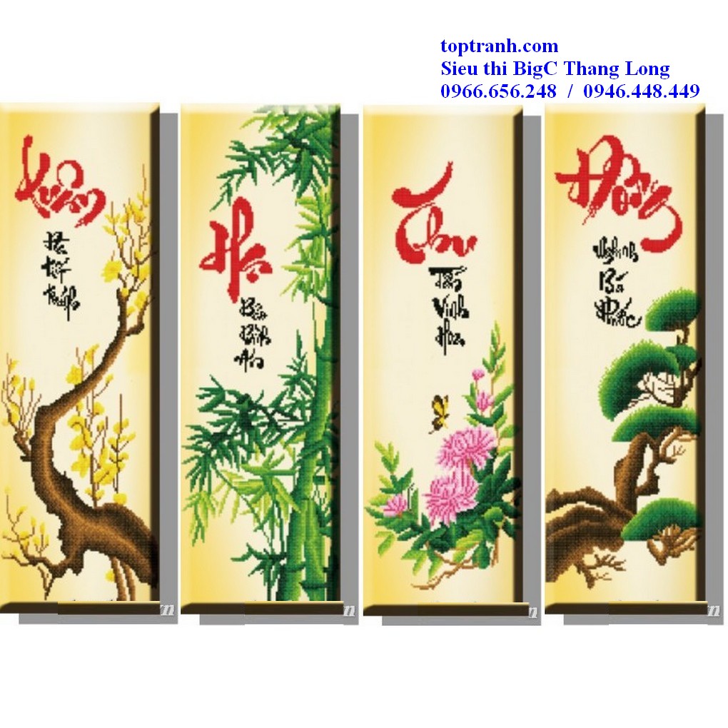Tranh thêu chữ thập tứ quý Xuân hạ thu đông 223047 chưa thêu