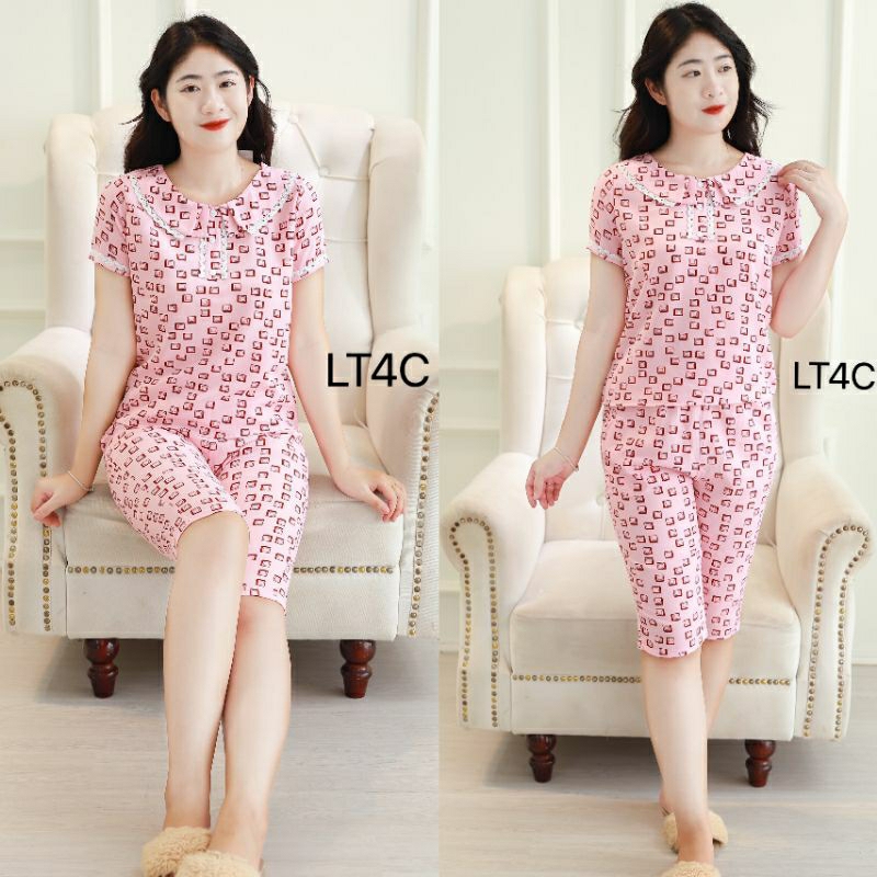 (BunnySky) Đồ bộ mặc nhà lửng lụa mềm mịn, quần áo nữ mẫu lửng mặc hè