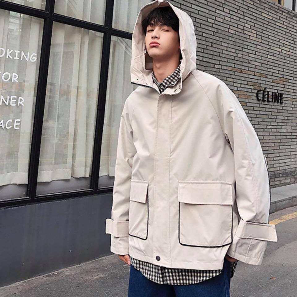 [YoloBoutique] ÁO KHOÁC DÙ VIỀN UNISEX (ĐEN, TRẮNG)