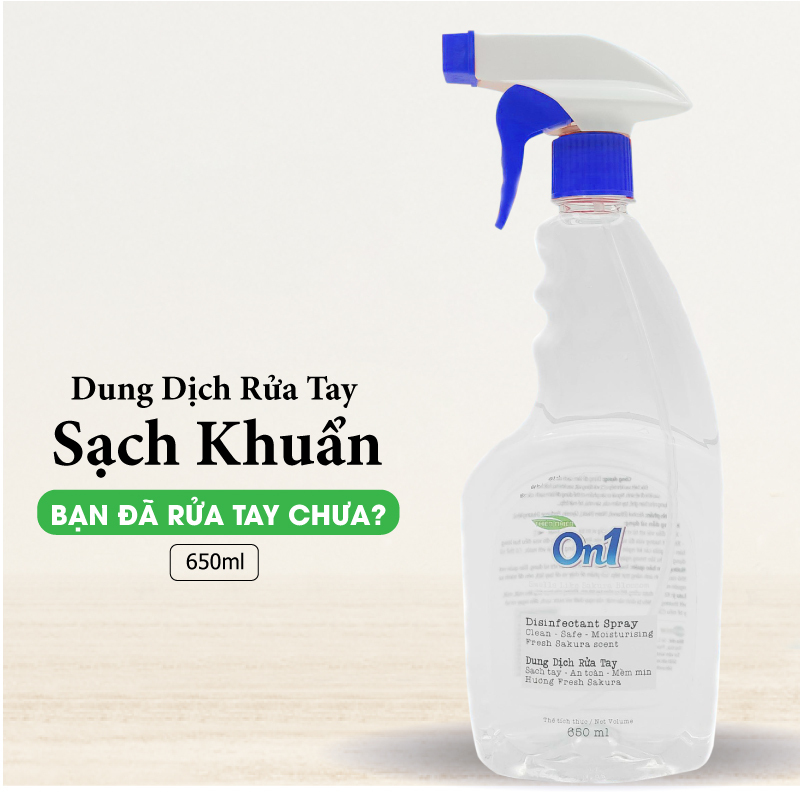 Dung dịch sát khuẩn tay nhanh On1 Protect hương BamBoo Charcoal chai xịt 650ml