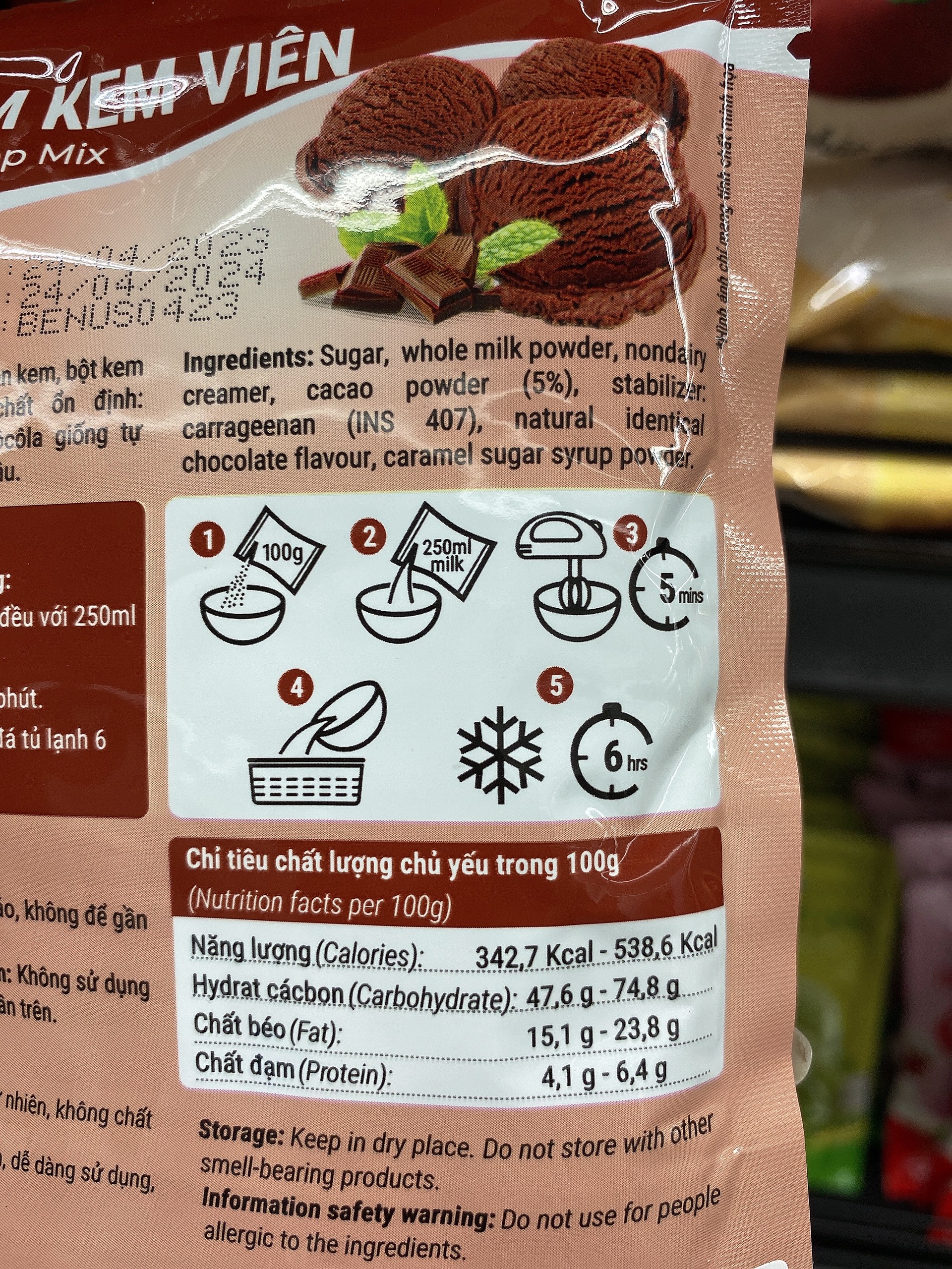 Bột Làm Kem Viên SôCôLa (100g)