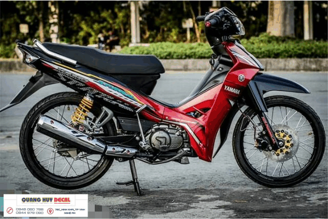 Tem trùm xe spark sirius đỏ đen chế đẹp- Tem dán xe máy sirius  thiết kế theo yêu cầu - tem xe spark sirius đỏ đen độ chế đẹp và rẻ chất