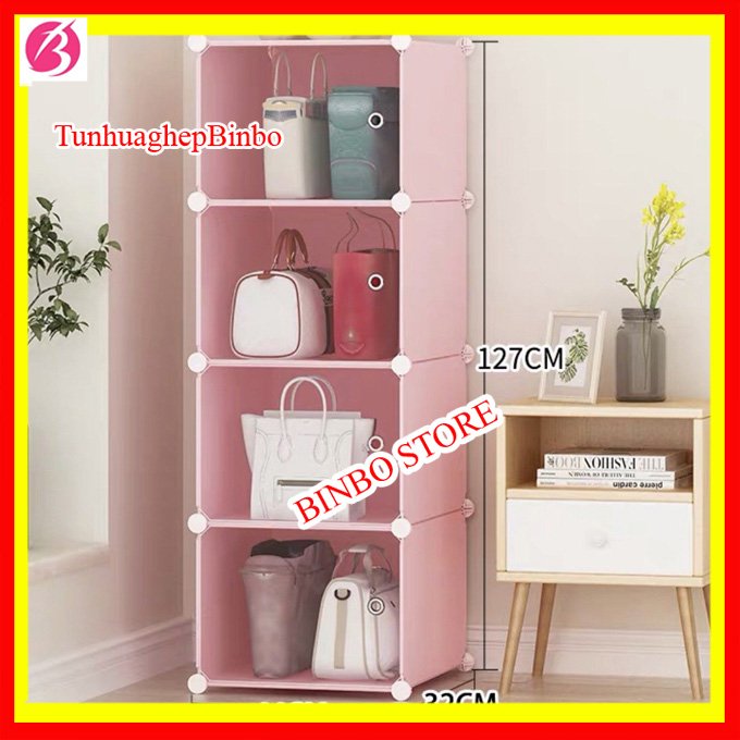 Tủ đựng túi xách thông minh 4 ô, kích thước 1m2x40x31, dễ dàng lắp ráp, lau chùi, tiện lợi-kệ tủ đựng túi xách
