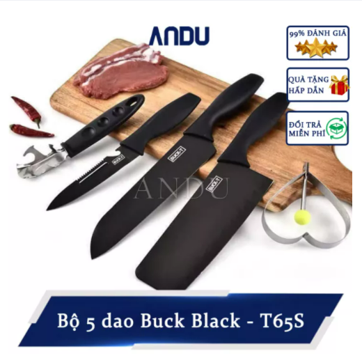 Bộ dao inox nhật 5 món seki cao cấp bộ giao 5 món kèm khay nhà bếp tiện dụng