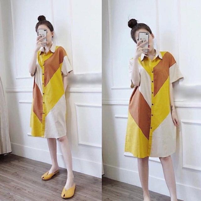 Váy sơ mi ảnh thật chụp sàn