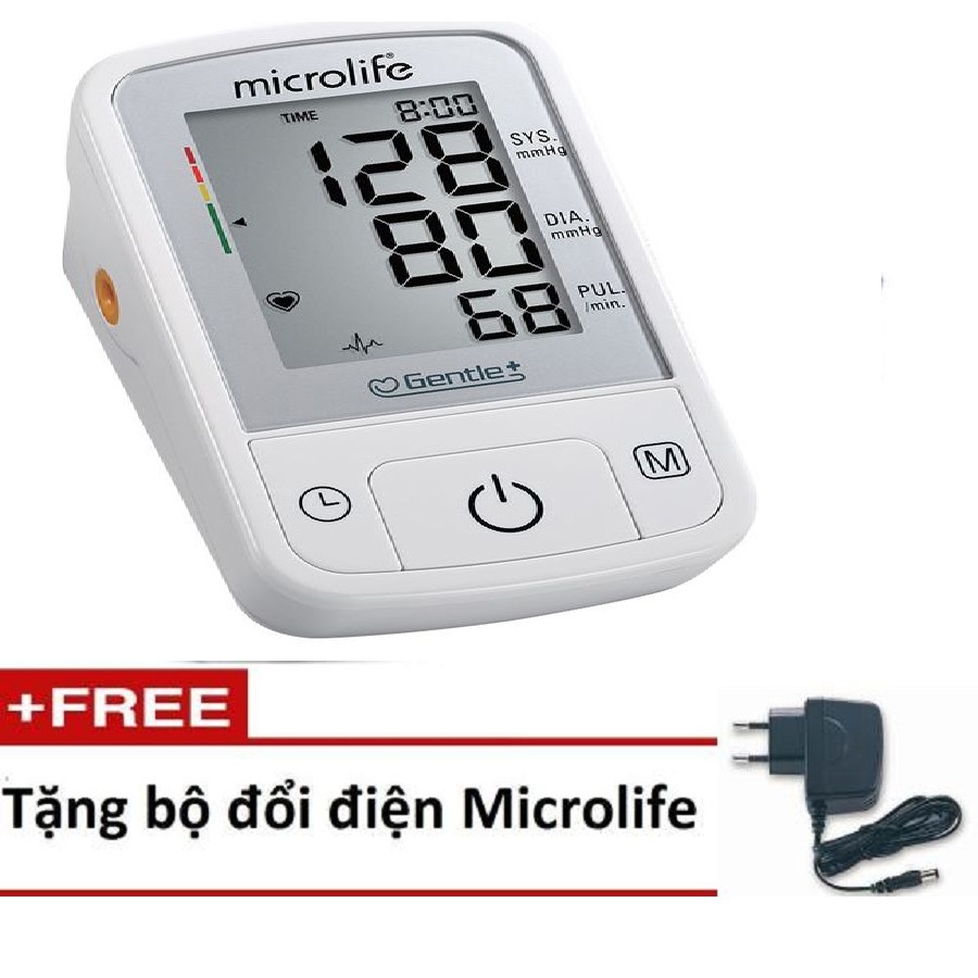 Máy đo huyết áp Microlife A2 Basic Trắng + Tặng bộ đổi nguồn Microlife