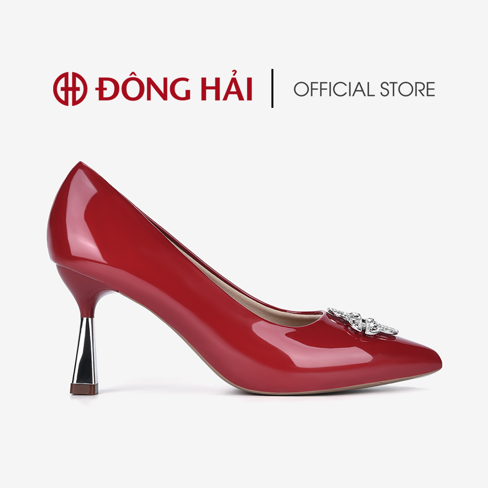 Giày cao gót đông hải đính nơ đá logo sang trọng gót nhọn 8cm - g81n8