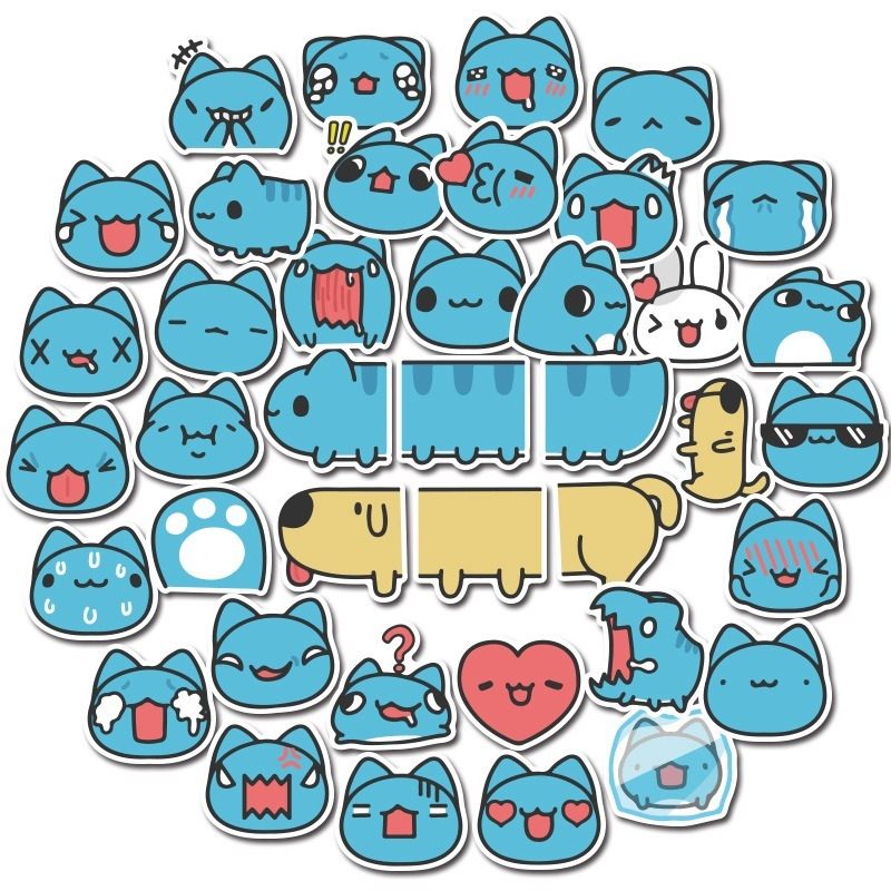 Set 30-80 Sticker Mèo Capoo ảnh decal hình dán ép lụa