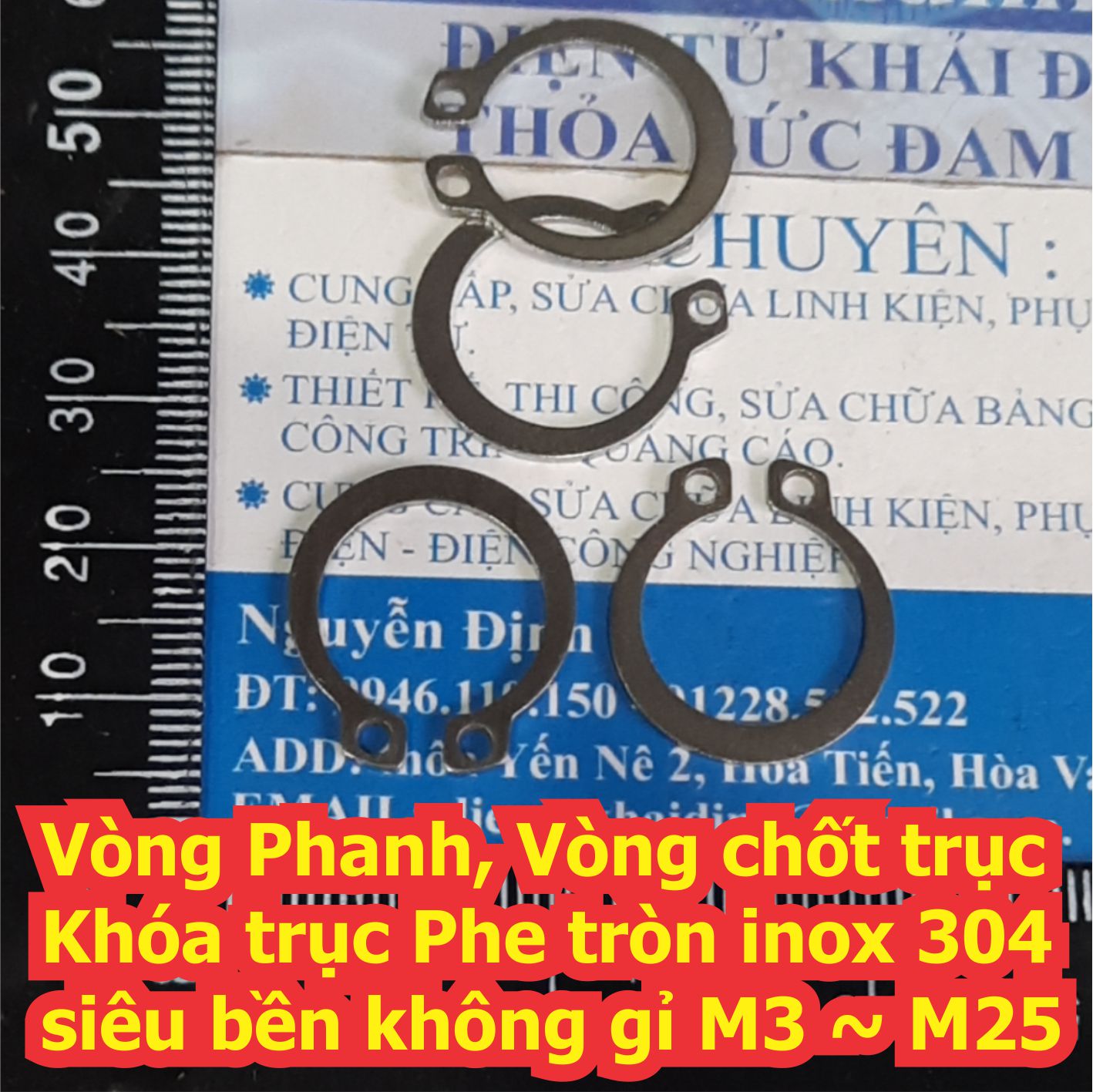Vòng Phanh, Vòng chốt trục Khóa trục Phe tròn inox 304 siêu bền không gỉ M3 ~ M35 kde7188
