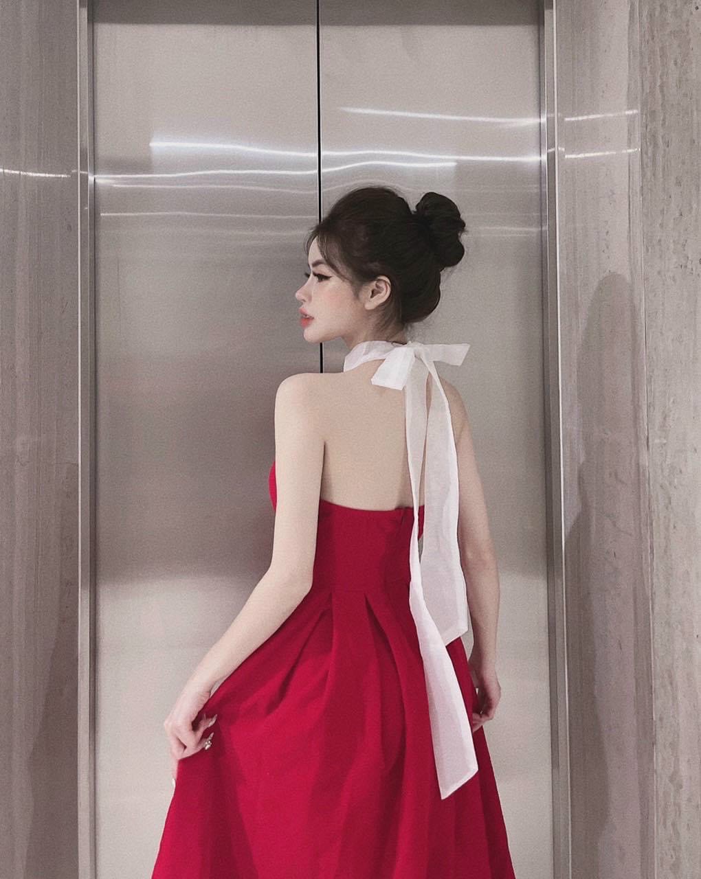Đầm xòe đỏ cổ yếm-QH TH #damnu