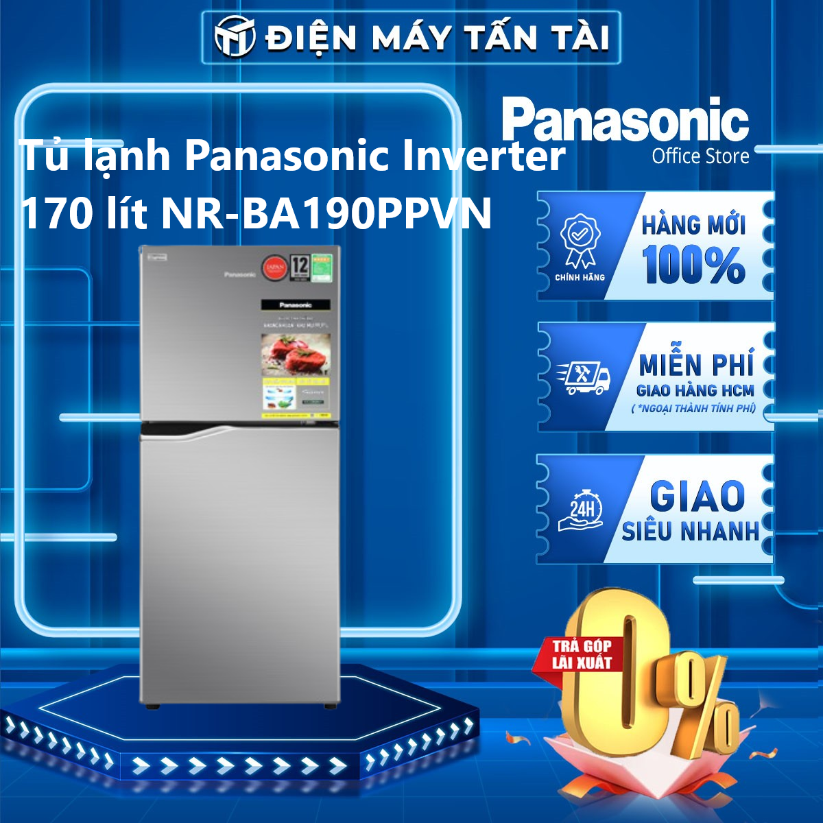 Nr-ba190ppvn - tủ lạnh panasonic inverter 170 lít nr-ba190ppvn